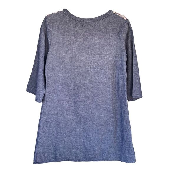 1454 Flying Tomato Embroidered Denim Tunic Blouse Size Medium - Picture 2 of 7